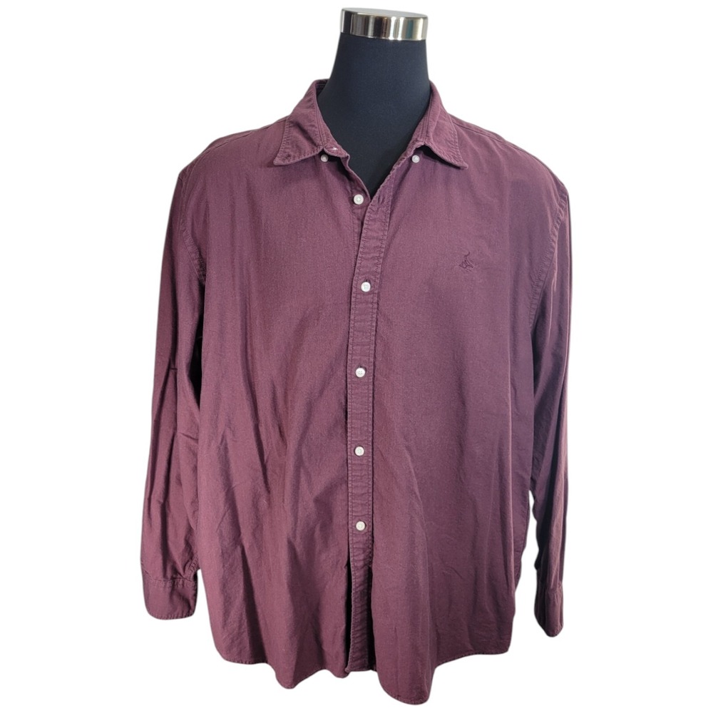 Charles Tyrwhitt Shirt Mens XXXL Burgundy Cotton Classic Fit Long Sleeve Button‎